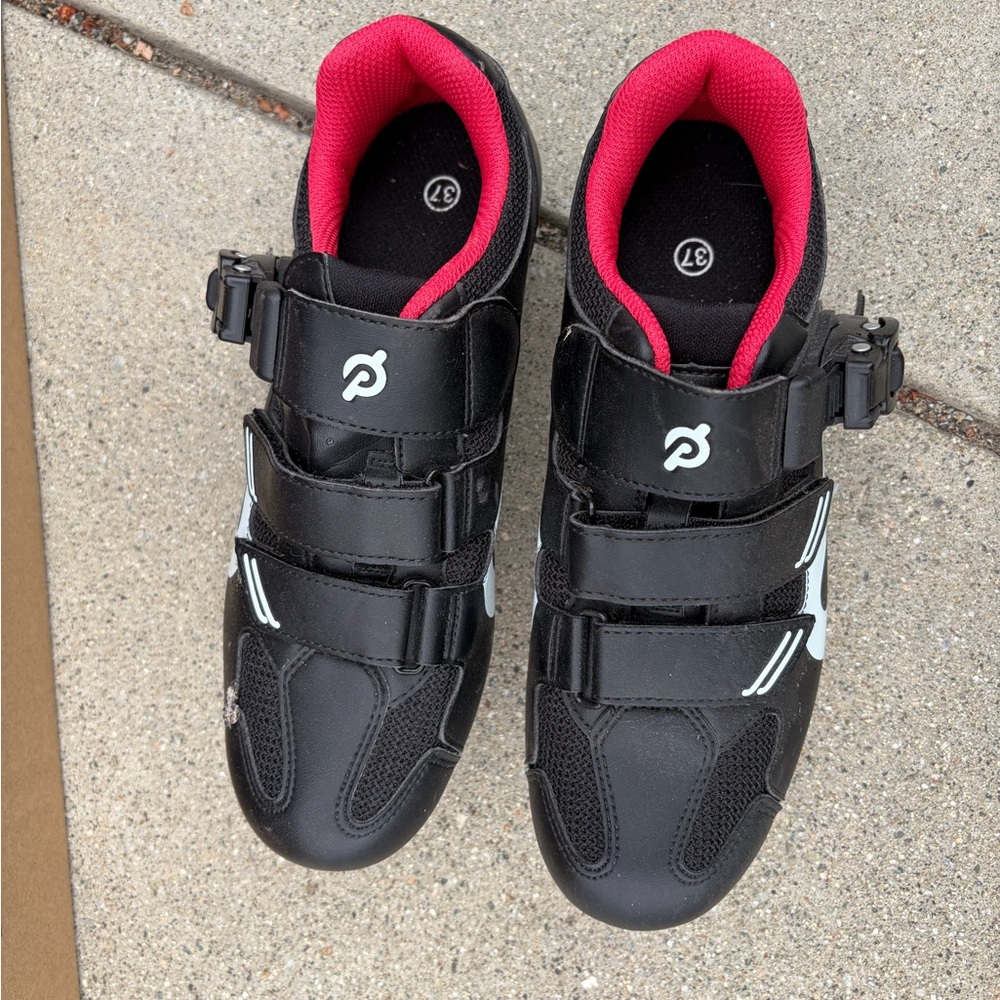 Peloton Black Cycling Shoes with Pink Lining